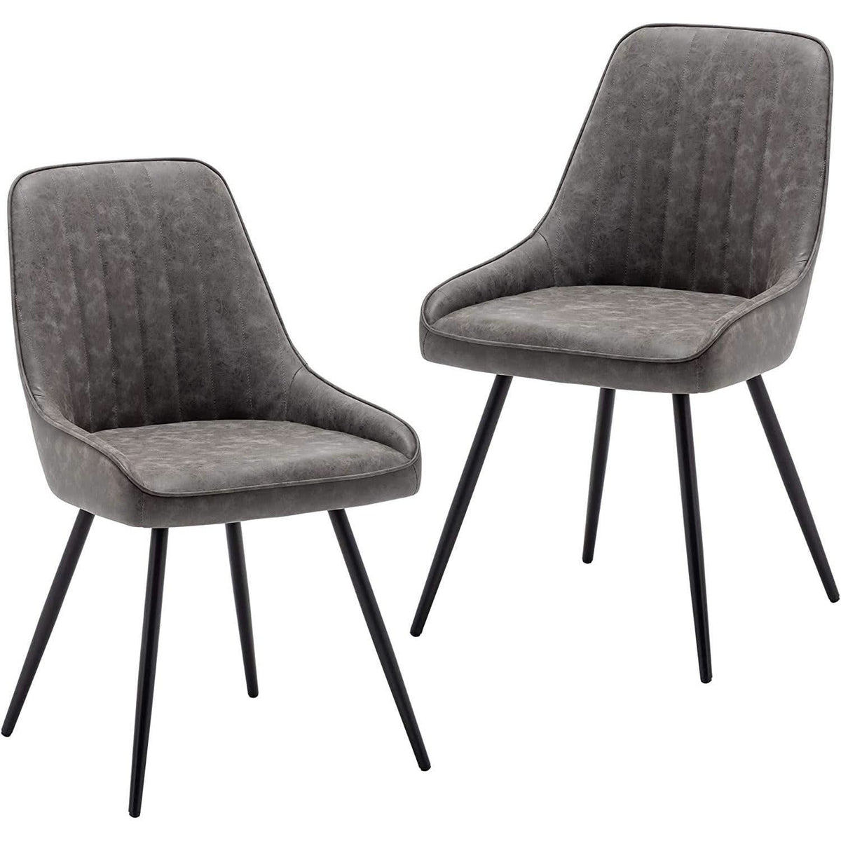 Modern Faux Leather Dining Chairs Set Of 2 Armless Metal Legs