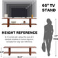 Bamboo TV Stand 65 Inch Walnut Stain Durable Console