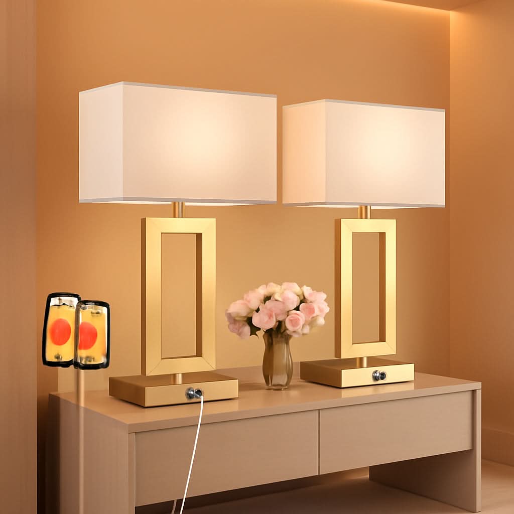 Sumptuous Luxurious Gold White TwentyTwoInch Table Lamps