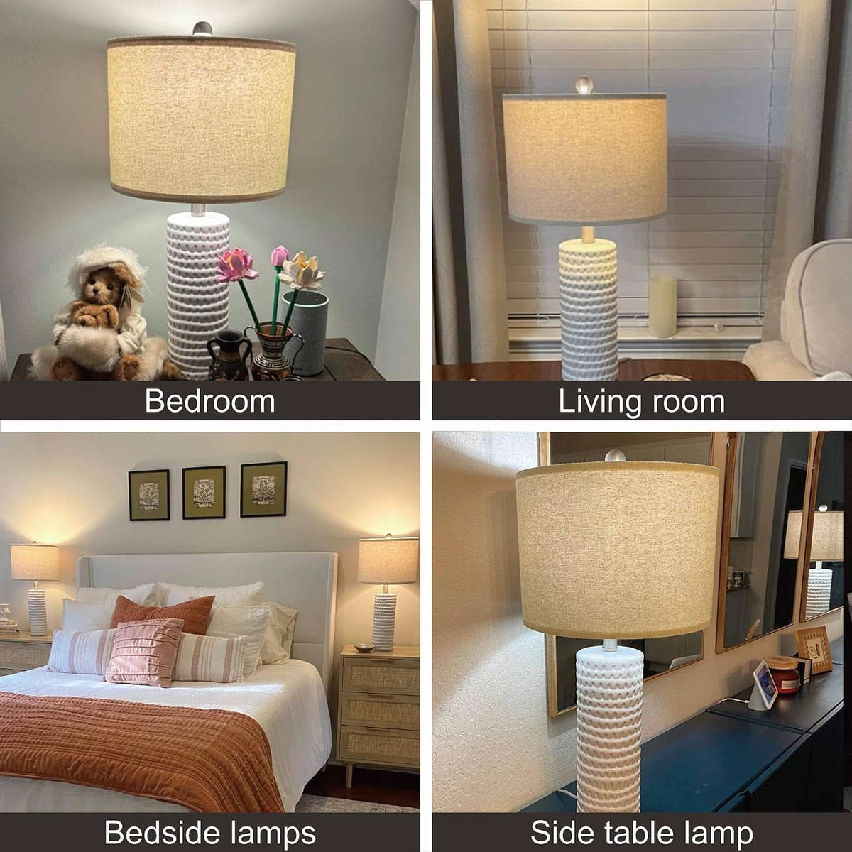 24 Inch Ceramic Table Lamp Set White