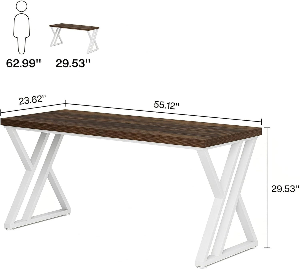 Walnut 55Inch ZShaped Industrial Grade Computer Desk
