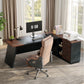 Brown 78Inch Executive Desk Featuring File Cabinet