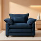 Oversized Chenille Accent Chair Blue DeepSeat Cushioned