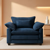 Oversized Chenille Accent Chair Blue DeepSeat Cushioned