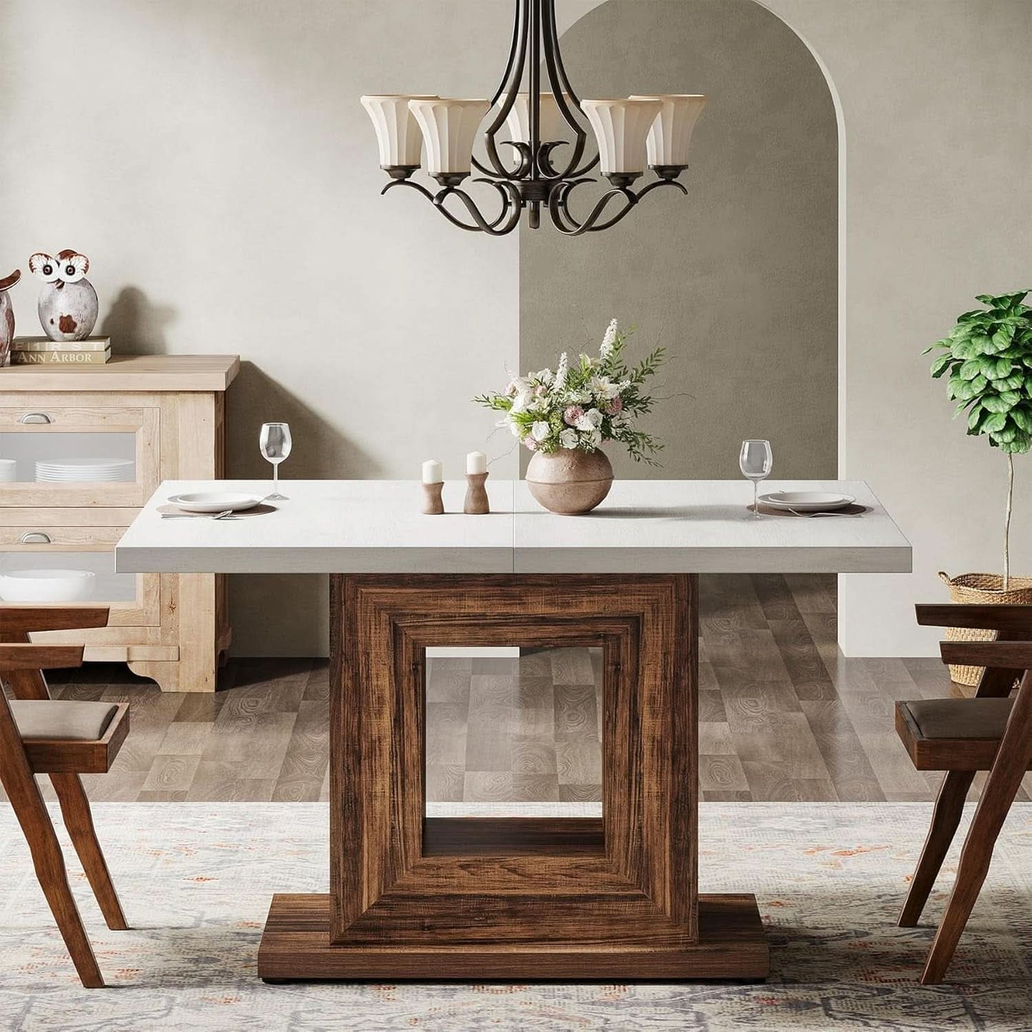 47 Inch Pedestal Dining Table For Small Kitchen Use