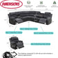 Midnight Grey Corduroy Manual Recliner Sectional Sofa
