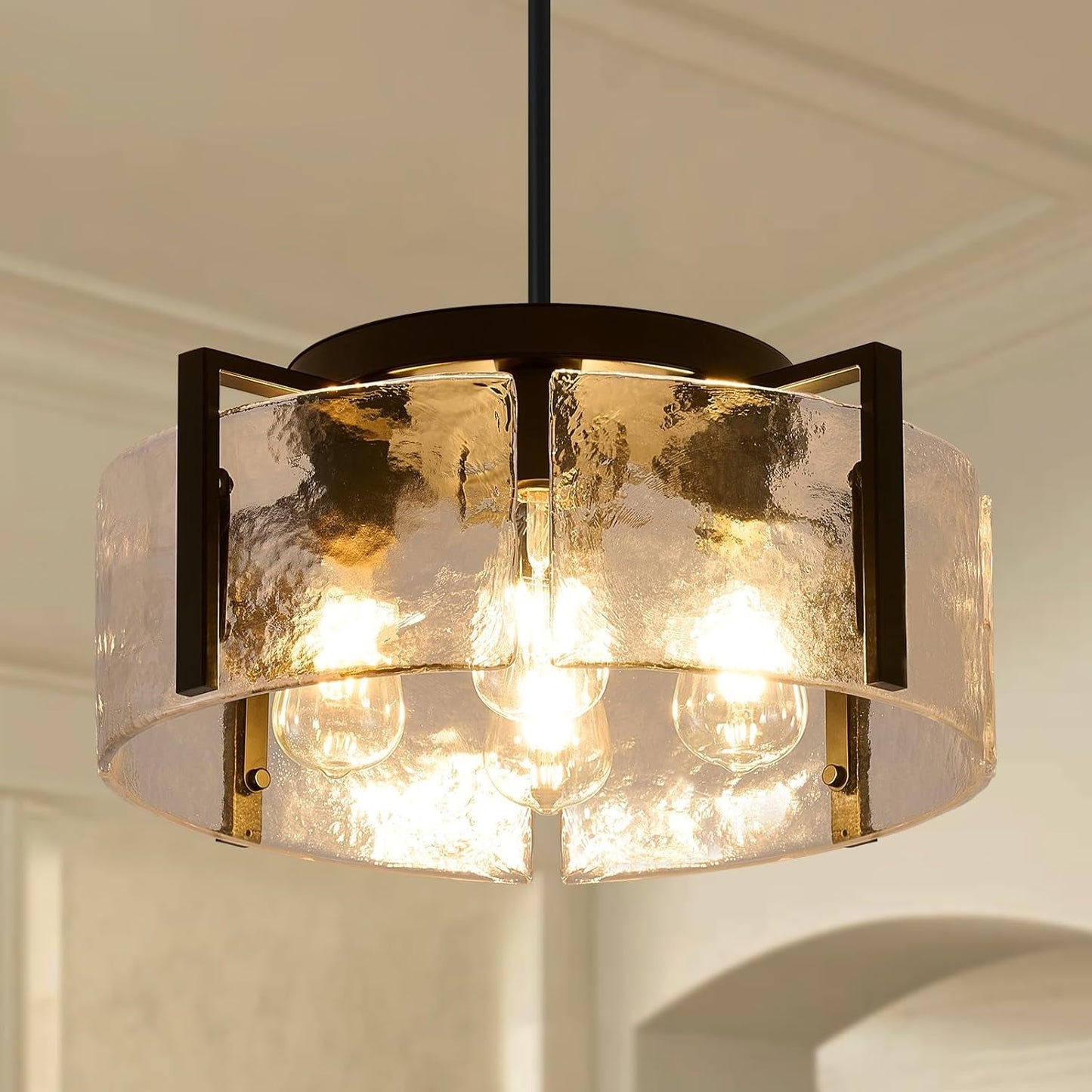 Black Four Light Adjustable Kitchen Island Chandelier-0