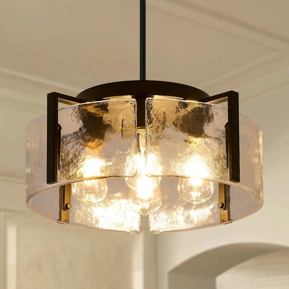 Black Four Light Adjustable Kitchen Island Chandelier-0
