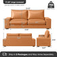 Faux Leather Loveseat Sofa 71Inch Brown Solid Wooden Frame