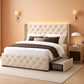 Queen Upholstered Platform Bed Frame Integrated LEDs