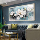 Framed Magnolia Wall Art 40x20 MoonstoneTeal Textured