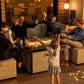 Patio Swivel Rocking Chair Set with Fire Pit
