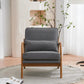 Gray Linen Upholstered MidCentury Chair With Pillow
