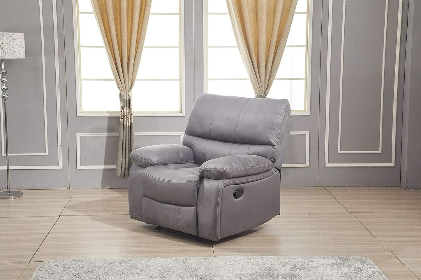 Microfiber Reclining Sofa Set Grey Living Room 8007