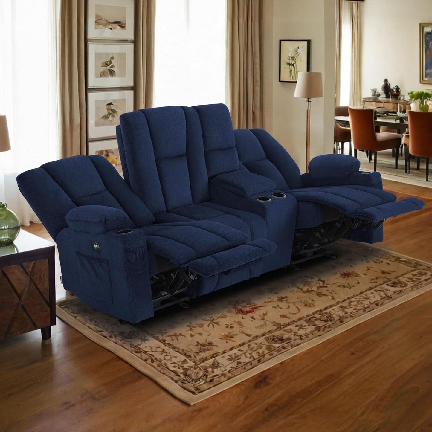 Navy Ultra Premium Zero Gravity Massage Recliner Sofa