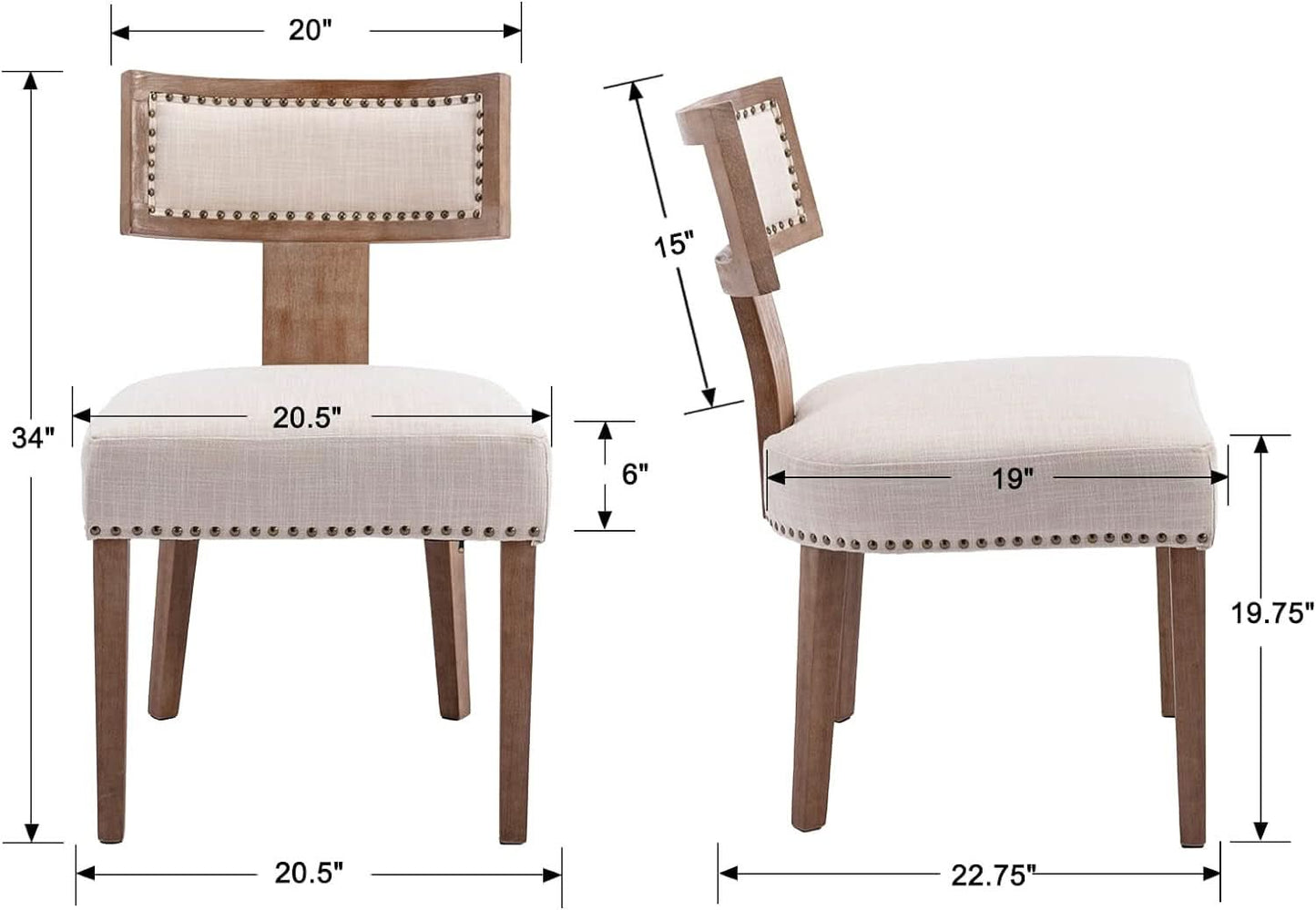 Mid Century Modern Armless Dining Chairs Beige Tone-2