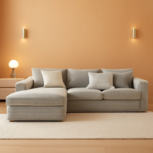 108 Inch Grey Upholstered Modular Sectional Chaise