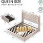 Queen Size Bed Frame Beige Upholstered Tufted Head board