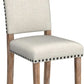 Beige Upholstered Dining Chairs With Nailhead Trim