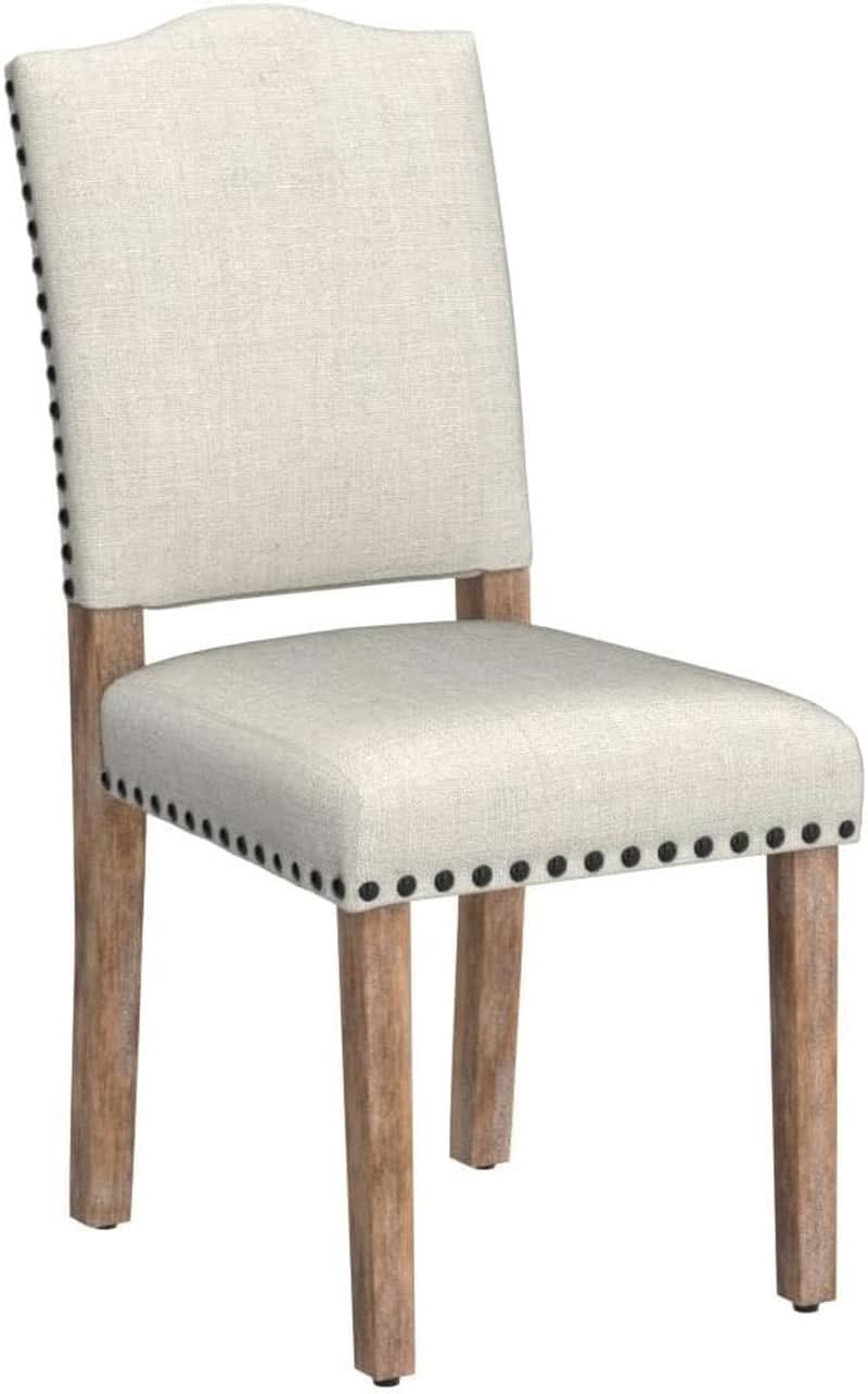 Beige Upholstered Dining Chairs With Nailhead Trim