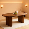 Oval Dining Table 70 Inch Double Pedestal Brown Finish