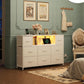White Dresser TV Stand for 55 Inch TV with Charging Station LED Lights