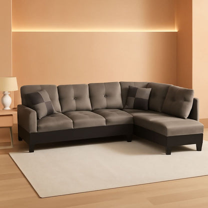 Two Piece L Shape Sectional Sofa Set With Chaise In Taupe Microfiber Right Hand Facing Living Room Furniture-0