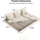 Beige Microfiber Sectional Sofa Daybed With Ottoman