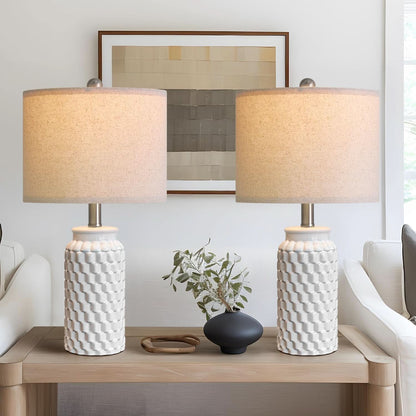20.5 Inch White Ceramic Contemporary Bedside Lamps