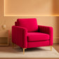 Fuchsia Velvet Upholstered Armchair With Gold Legs