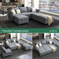 Bluish Grey Transformable Sleeper Sofa With Storage-2