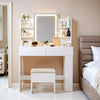 Executive White Vanity Desk Multicolored LED Mirror