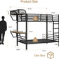 Black TwinOverTwin HeavyDuty Bunk Bed WithIntegratedDesk
