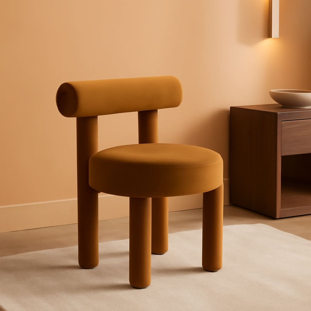 Velvet Upholstered Armless Dining Chairs Yellowish Brown