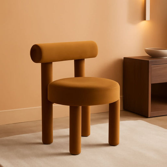 Velvet Upholstered Armless Dining Chairs Yellowish Brown