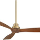 Contemporary Hardwood Ceiling Fan Featuring Soft Brass