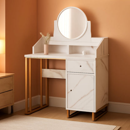 White Dressing Table Vanity Desk Adjustable Mirror