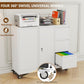 Forty Seven Inch Brilliant White Finish Rolling File Cabinet