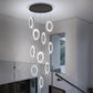 10-Light Crystal Ring Chandelier Ceiling Light Black