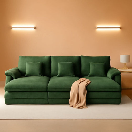Green 108 Inch DeluxePlus Cloud Sleeper Sectional Sofa