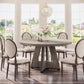 Round Dining Table 47 Inch Wood Farmhouse Grey Kitchen