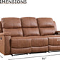 Brown Faux Leather Manual Reclining Overstuffed Sofa