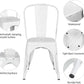 Stackable Distressed White Metal Dining Chairs For Indoor Outdoor Set Of 4