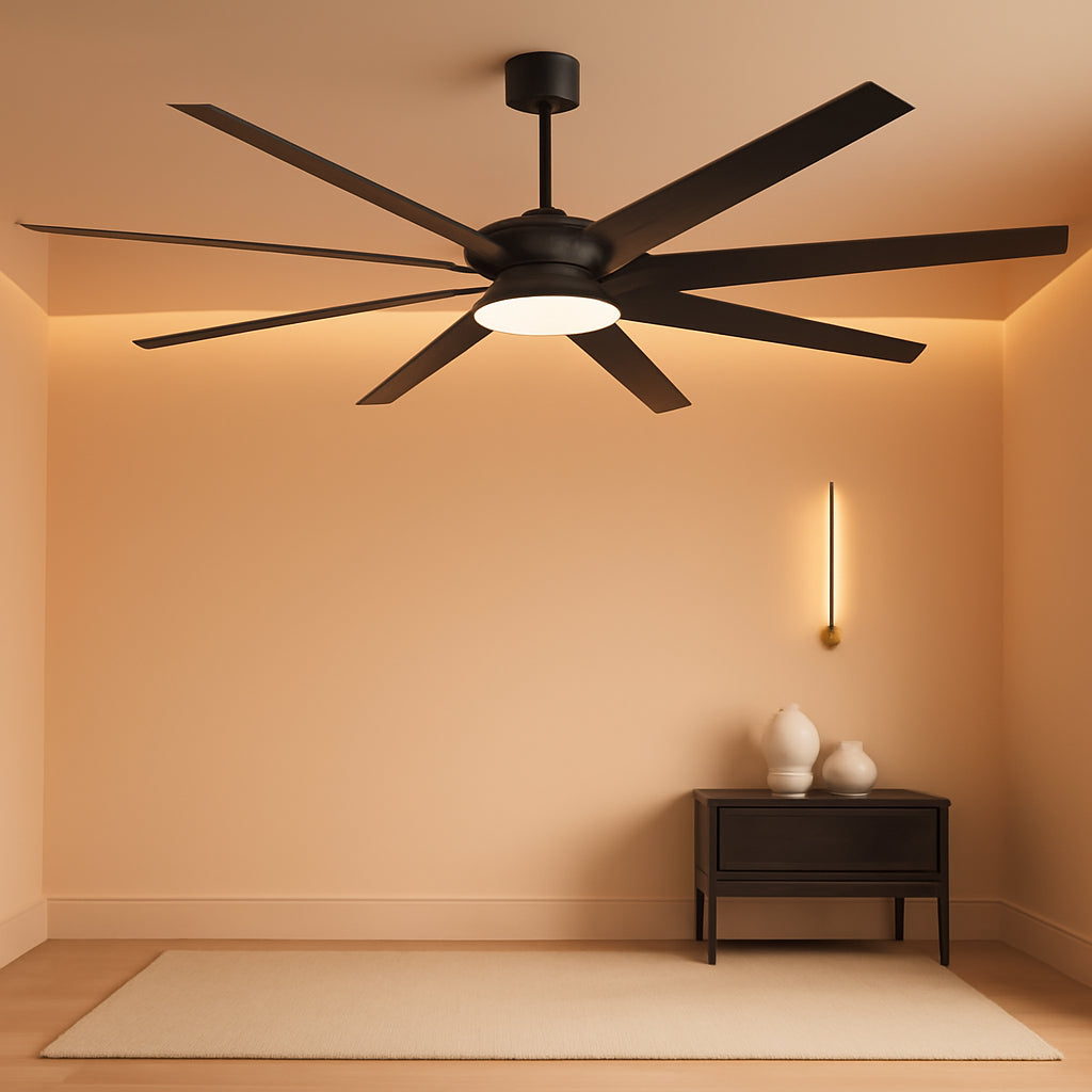 Contemporary Black Ceiling Fan With Integrated Lighting