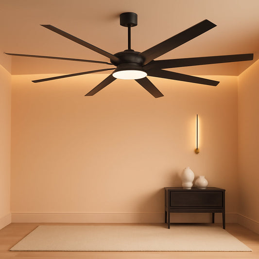 Contemporary Black Ceiling Fan With Integrated Lighting