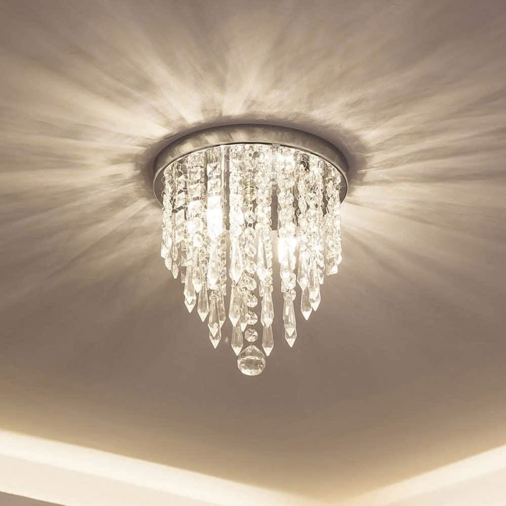 Miniature Crystal Chandelier Flush Mount Ceiling Light