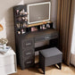 Black Vanity Table With Illuminated Mirror Outlets-1