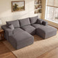 Gray 113 Inch Modular Upholstered Sectional Sofa Sleeper
