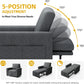 SlateGray Convertible Sleeper Sofa Bed With Armrests