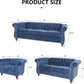 Three Piece Blue Velvet Chesterfield Sofa Set With Club Chair And Loveseat For Living Room-1
